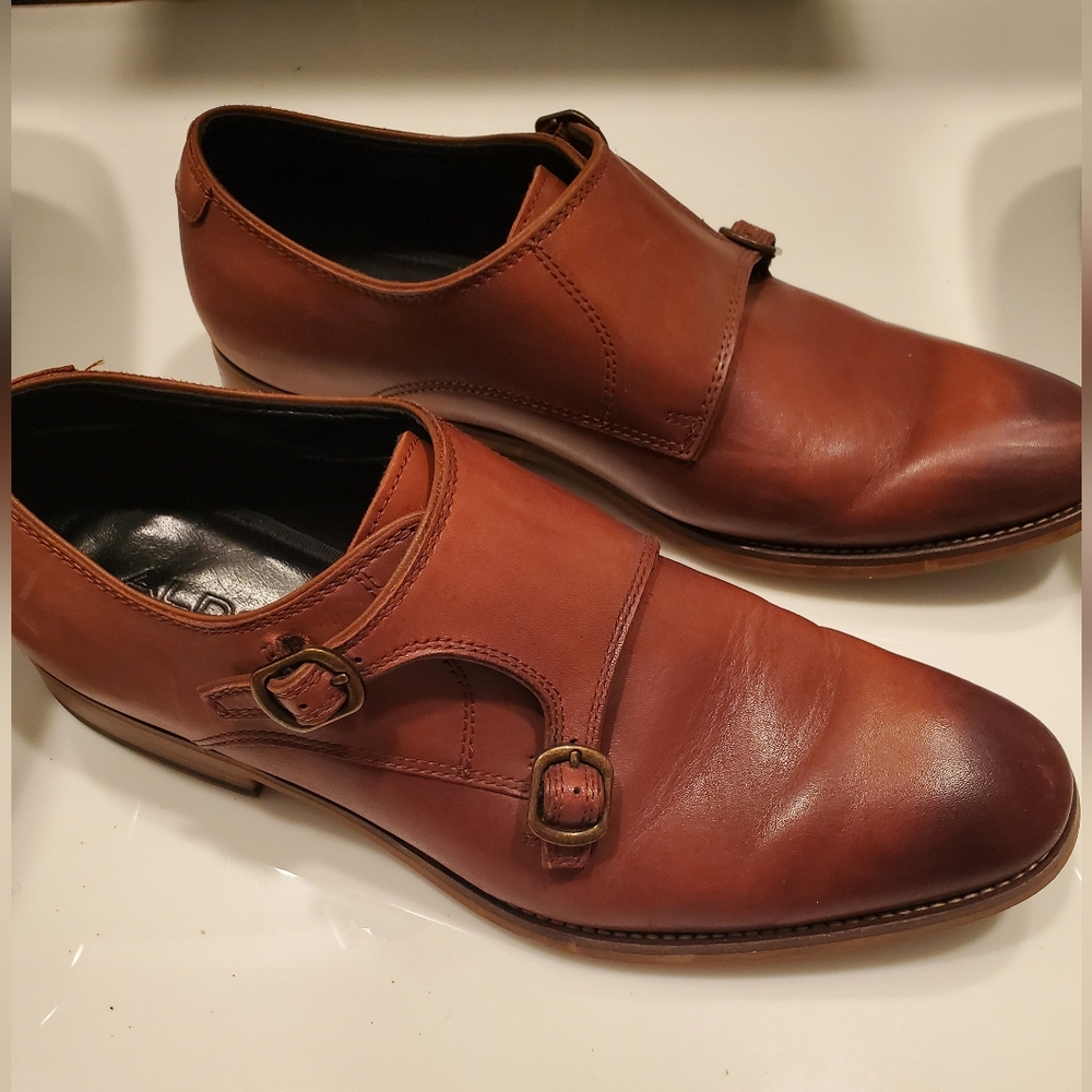 ALDO men's brown cognac slip-on oxford formal dress shoes